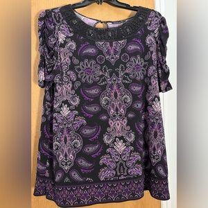 Apt. 9 Black and Purple Paisley Blouse